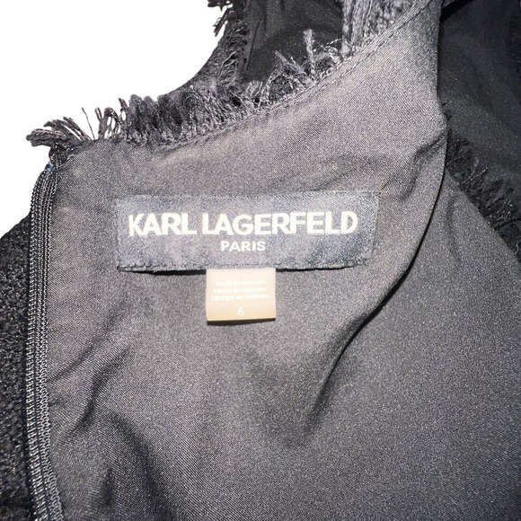 Karl Lagerfeld Paris Black shift tweed sleeveless dress size 6 *Missing Buttons* - Picture 9 of 12